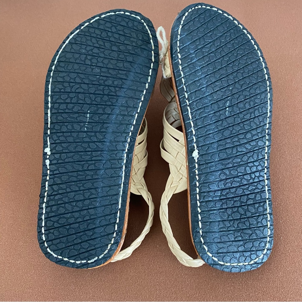 Kid’s Authentic Mexican Handmade Huarache Michoacan Cream Size 1/12 - Picture 3 of 6